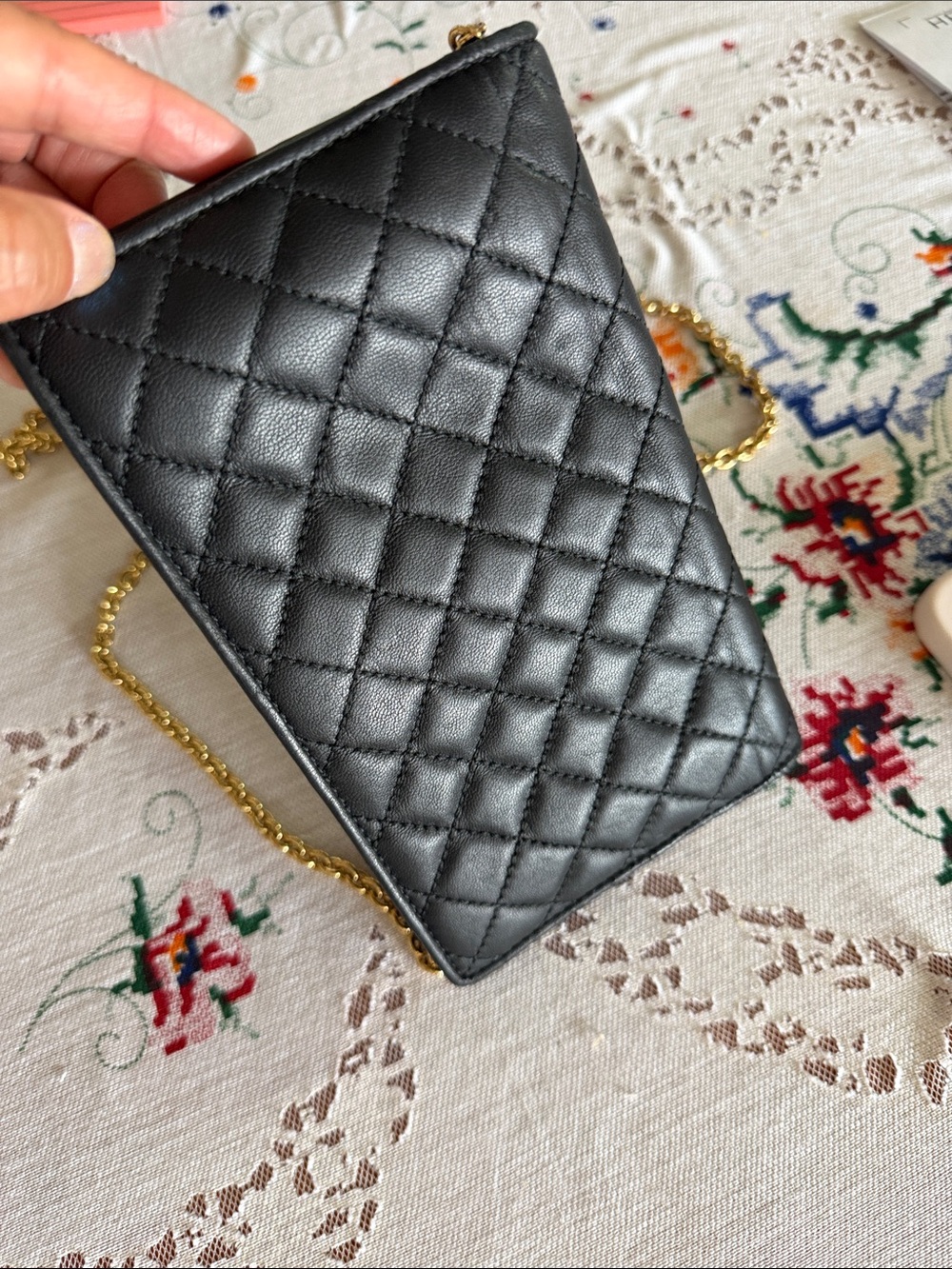 Salvatore Ferragamo Black Quilted Leather Crossbody with Gold Chain - Picture 12 of 12